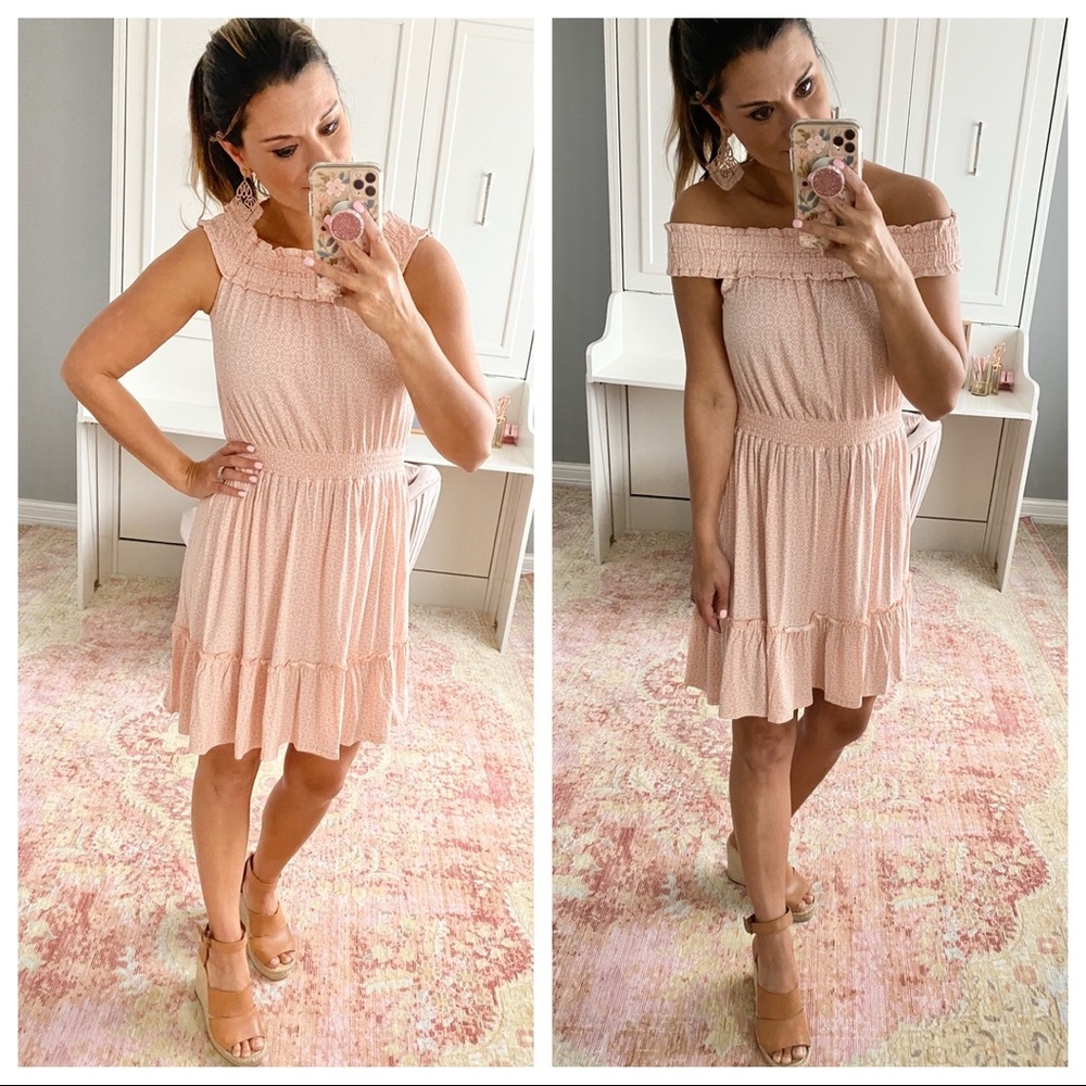LOFT Beach Off Shoulder Peach Dress